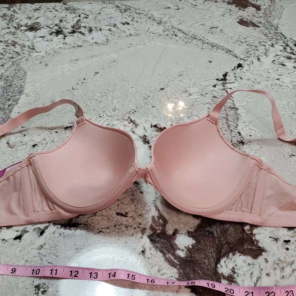 New Ambrielle Pink Plunge Bra with Lace Detail - Picture 10 of 10